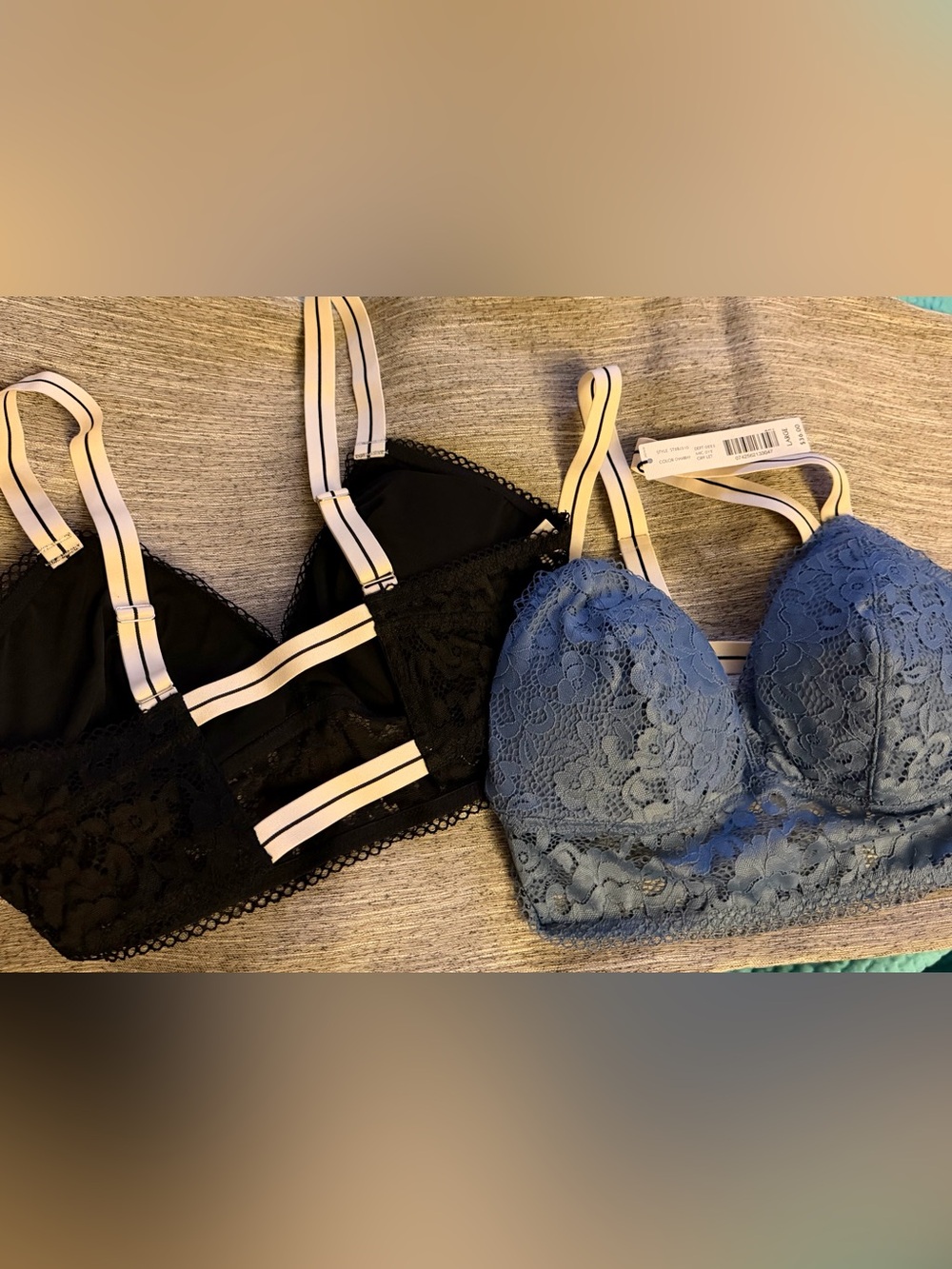 J&G new with tags. Size Large bralettes one black one blue